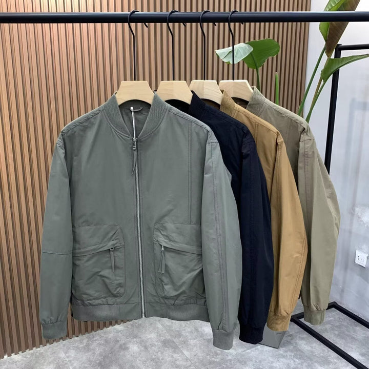 Herren Leichte Utility-Bomberjacke mit Reißverschluss, Multifunktions-Taschen und Rippbündchen Echoarchiv