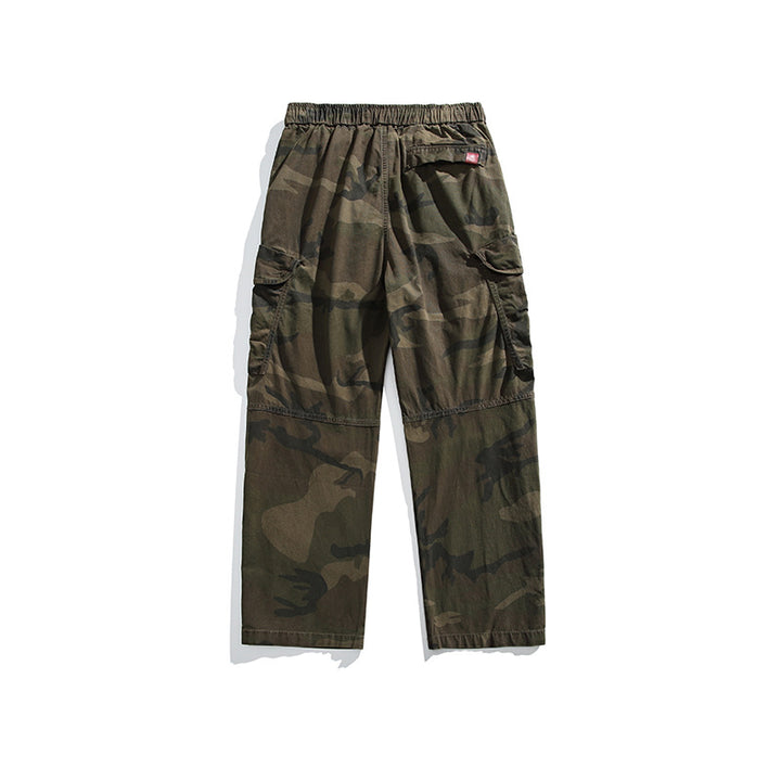 Herren Baggy-Cargohose im Army-Camo mit elastischem Kordelbund und Multifunktions-Taschen Echo Archiv