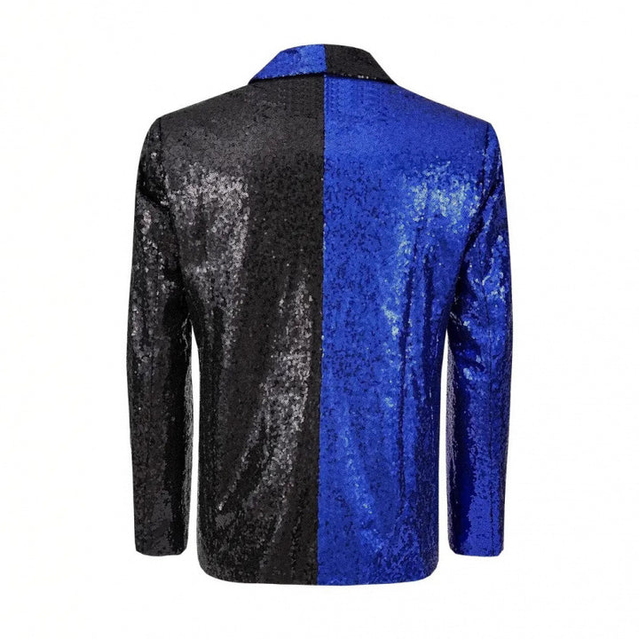 Herren Glänzender Pailletten-Blazer mit kontrastierenden Farben Echoarchiv