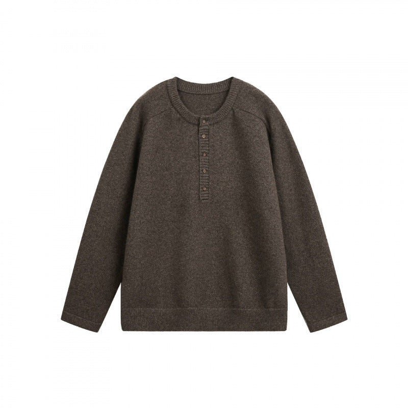 Unisex Feinstrick-Henley-Pullover mit Raglanärmeln und halber Knopfleiste Echo Archiv