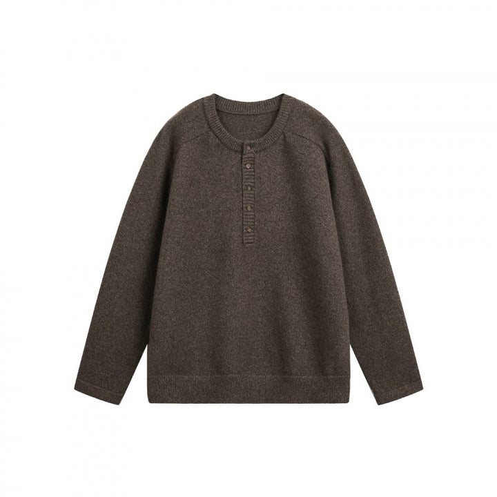 Unisex Feinstrick-Henley-Pullover mit Raglanärmeln und halber Knopfleiste Echo Archiv