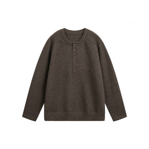 Unisex Feinstrick-Henley-Pullover mit Raglanärmeln und halber Knopfleiste Echo Archiv