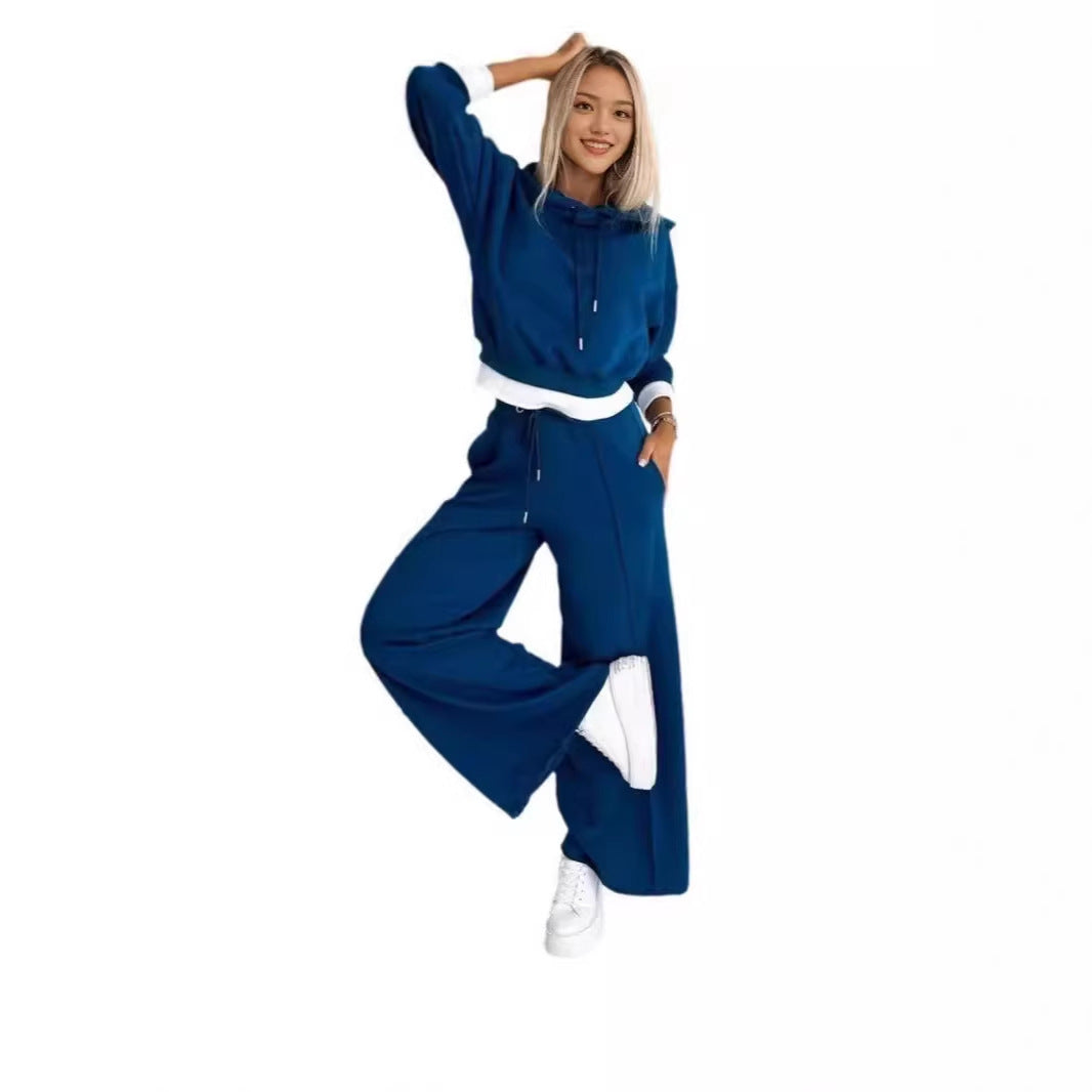 Damen nan Cropped Kapuzenpullover und weite taillenhohe Jogginghose Set Echo Archiv