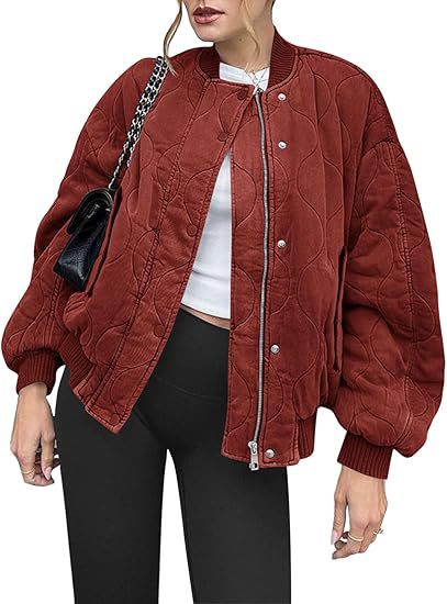 Damen Gepolsterte Oversize-Stepp-Bomberjacke mit Rippbündchen und dekorativer Ziersteppung Echo Archiv