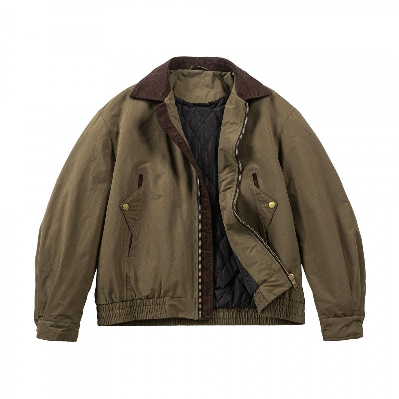 Herren Boxy-Field-Bomberjacke mit Cordkragen, Metallreißverschluss und elastischem Saum Echo Archiv