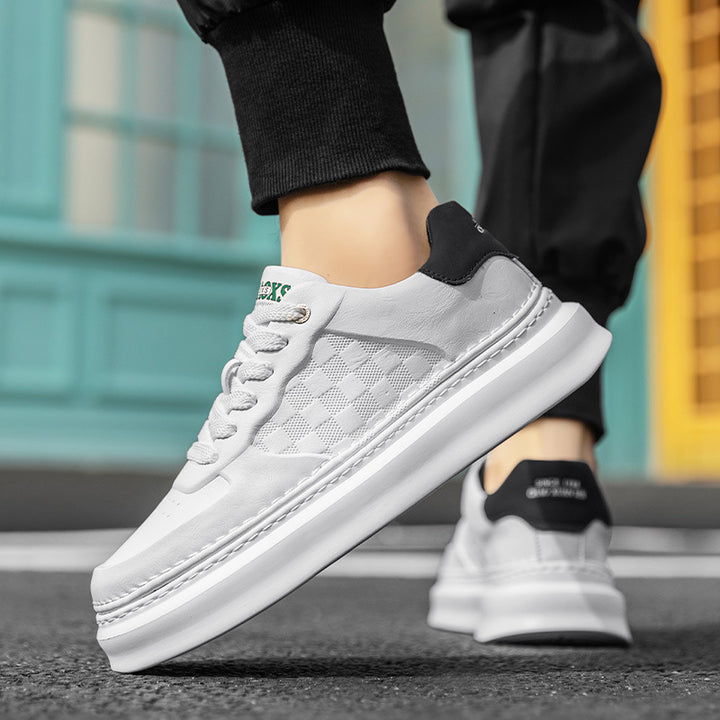 Unisex Voluminöse niedrige Sneaker mit geprägtem Schachbrettmuster und gepolstertem Fersenkragen – Norré