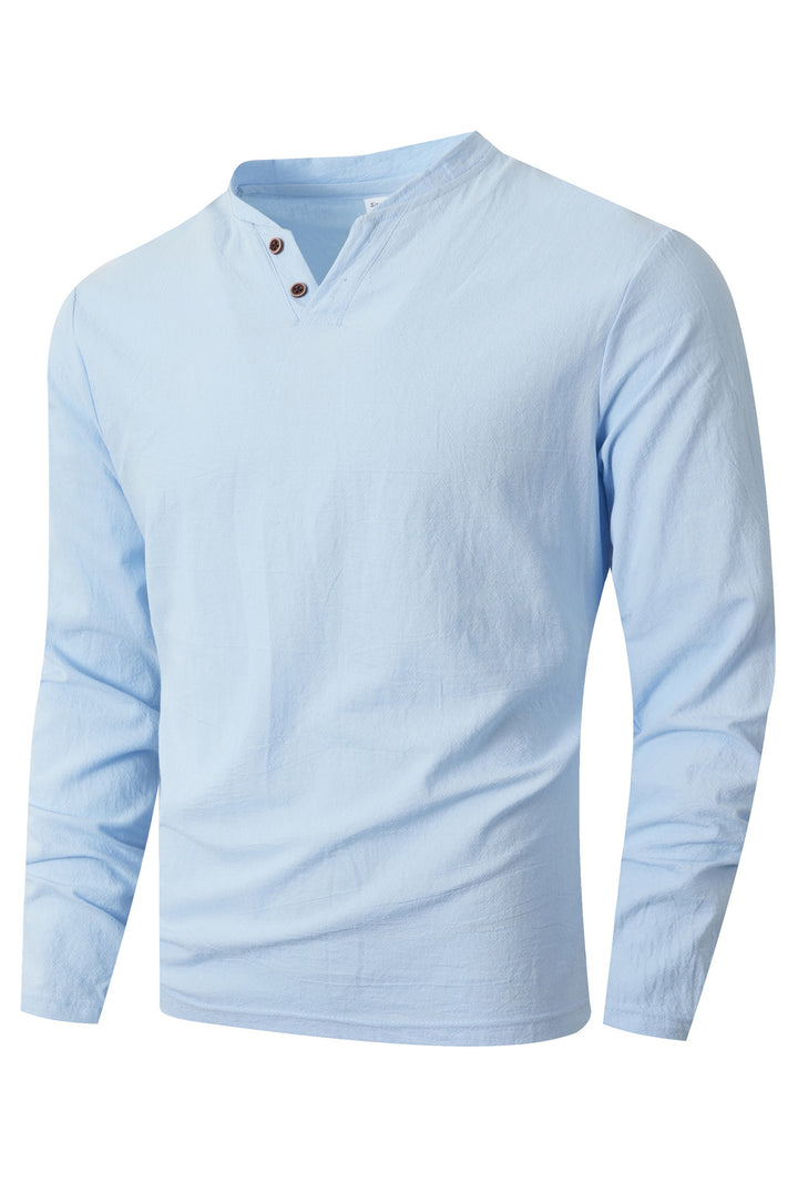 Herren Langarm Shirt mit modischem Henley-Ausschnitt Echoarchiv