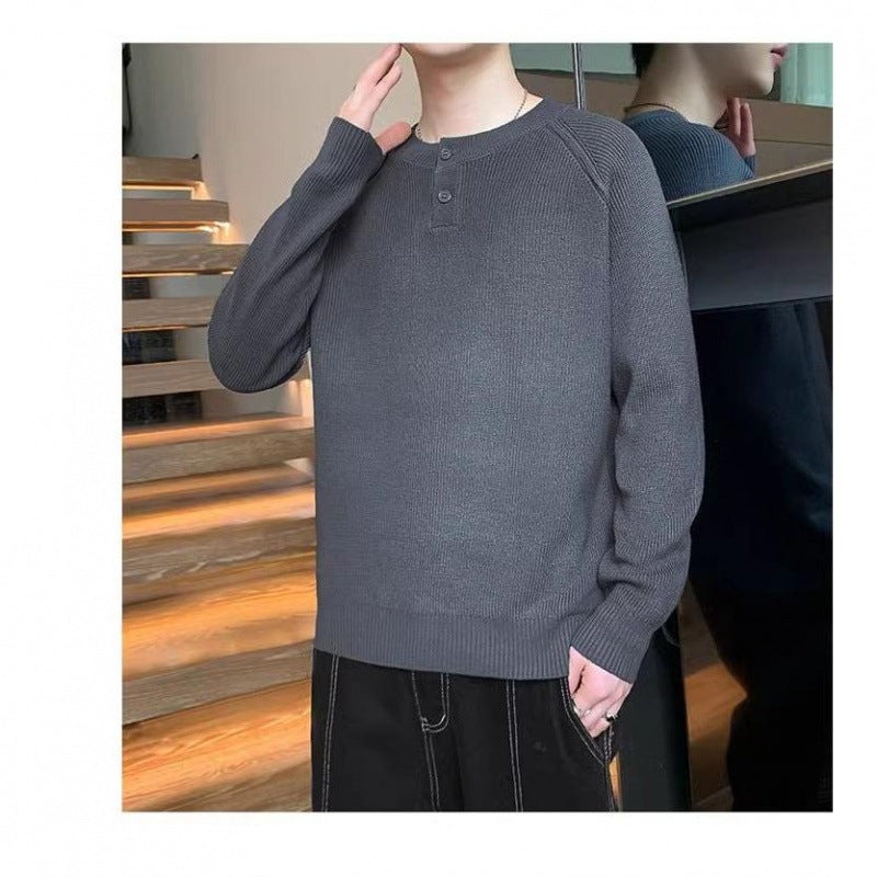 Herren Strickpullover mit umschaltbarem Kragen und hochwertiger Textur Echoarchiv