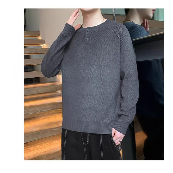 Herren Strickpullover mit umschaltbarem Kragen und hochwertiger Textur Echoarchiv