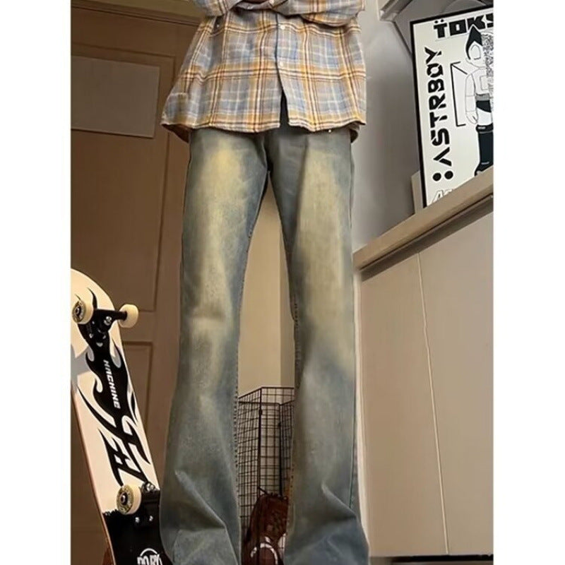 Herren lässige Bootcut-Jeans mit ausgefranstem Saum und bequemem Schnitt Echoarchiv