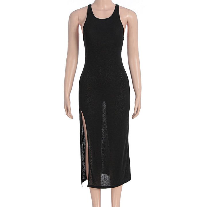 Damen figurbetontes Midikleid mit hohen Seitenschlitzen und Racerback Echo Archiv