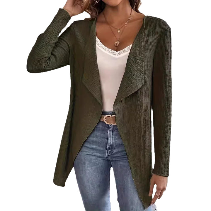 Damen Wasserfall-Blazer aus Crinkle-Struktur, leicht und offen Echoarchiv
