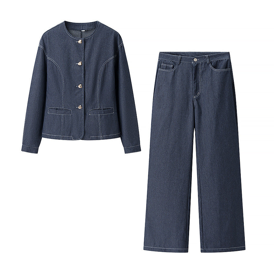 Damen weite Highwaist-Denimhose mit geradem Bein und Five-Pocket-Detail – Dénora