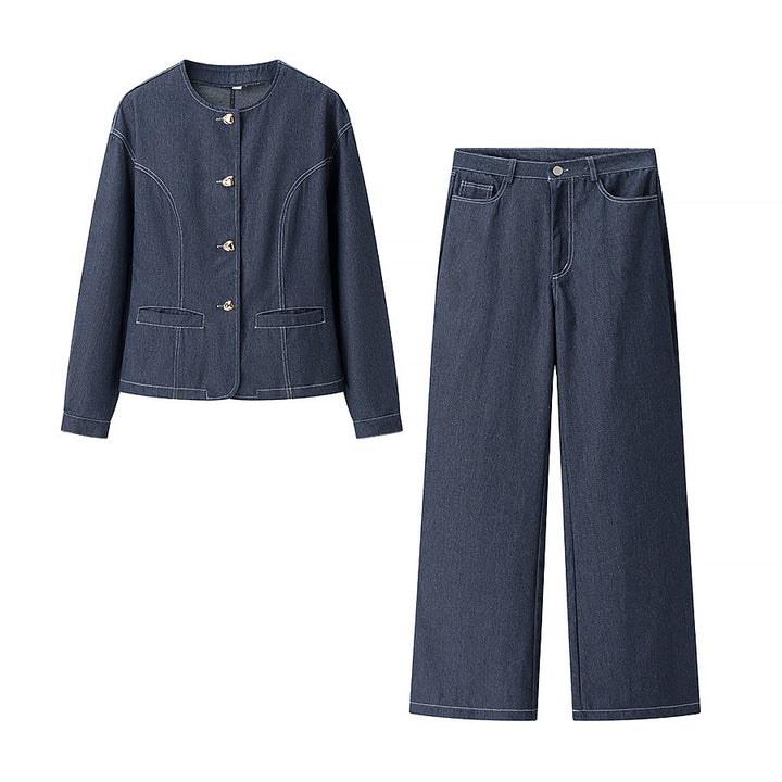 Damen weite Highwaist-Denimhose mit geradem Bein und Five-Pocket-Detail – Dénora
