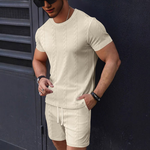 Herren sportliches Kurzarm-T-Shirt und Shorts Set Echoarchiv