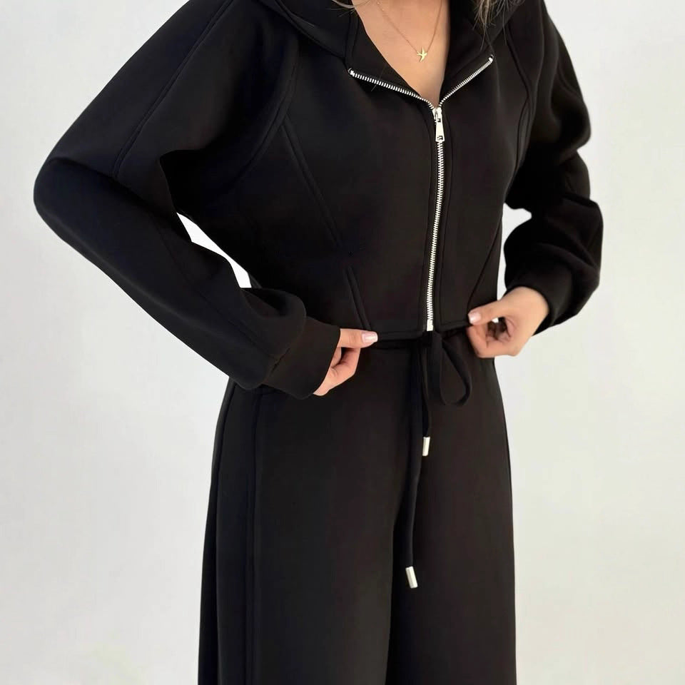 Damen nan weite Highwaist-Loungehose mit Tunnelzug, Eingrifftaschen und Ziernähten Echo Archiv