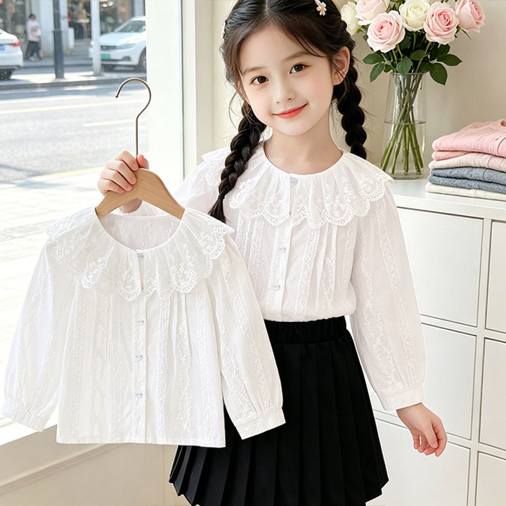 Mädchen Bluse mit romantischem Spitzenkragen und filigranem Design Echo Archiv