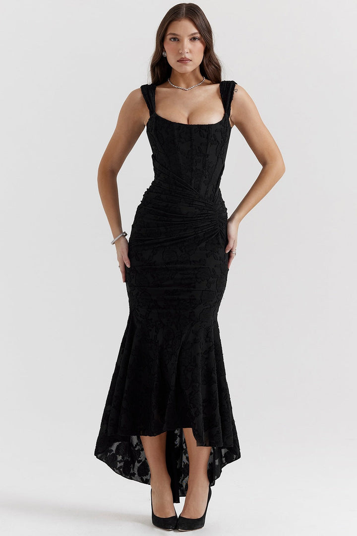 Damen Elegantes Maxikleid mit raffinierten Rüschen und schmeichelndem Schnitt Echoarchiv
