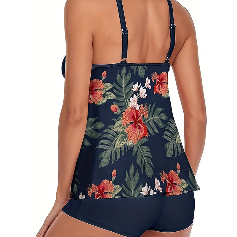 Damen Sportlicher Tankini mit floralem Design und integrierten Shorts Echo Archiv