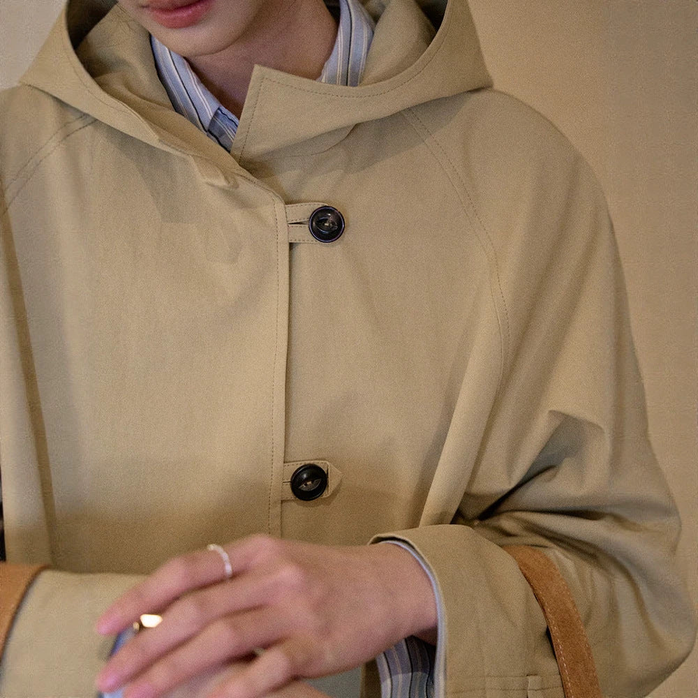 Damen Modische Übergangsjacke mit Kapuze Echoarchiv