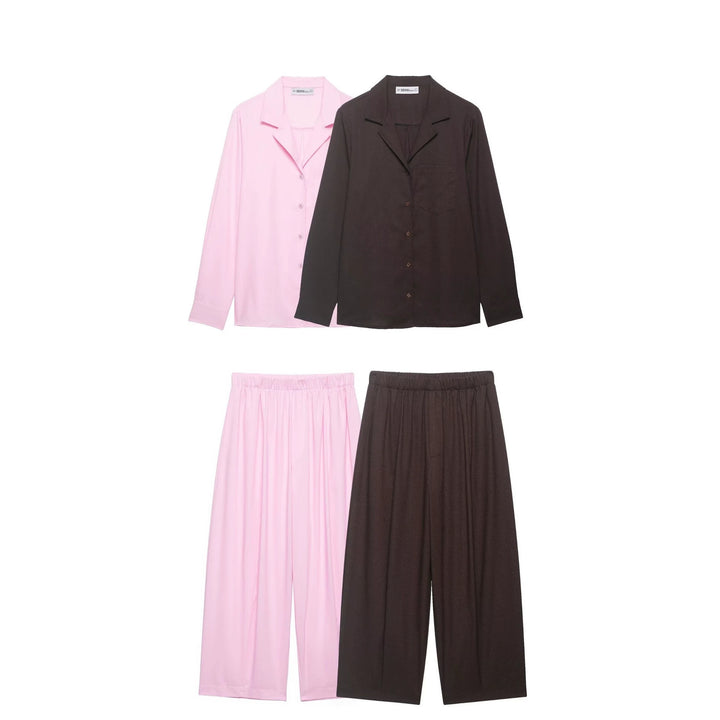 Damen Zweiteiliges Lounge‑Set mit Hemdoberteil und weiter Culotte mit Elastikbund Echo Archiv