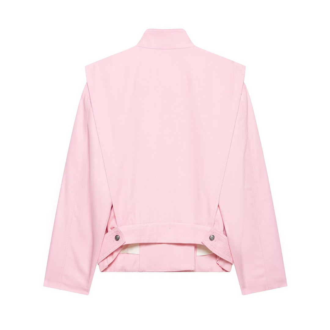 Damen Taillierte Cropped-Jacke mit asymmetrischem Stehkragen und dekorativen Druckknöpfen Echo Archiv