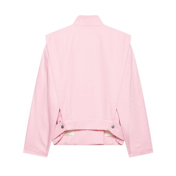 Damen Taillierte Cropped-Jacke mit asymmetrischem Stehkragen und dekorativen Druckknöpfen Echo Archiv