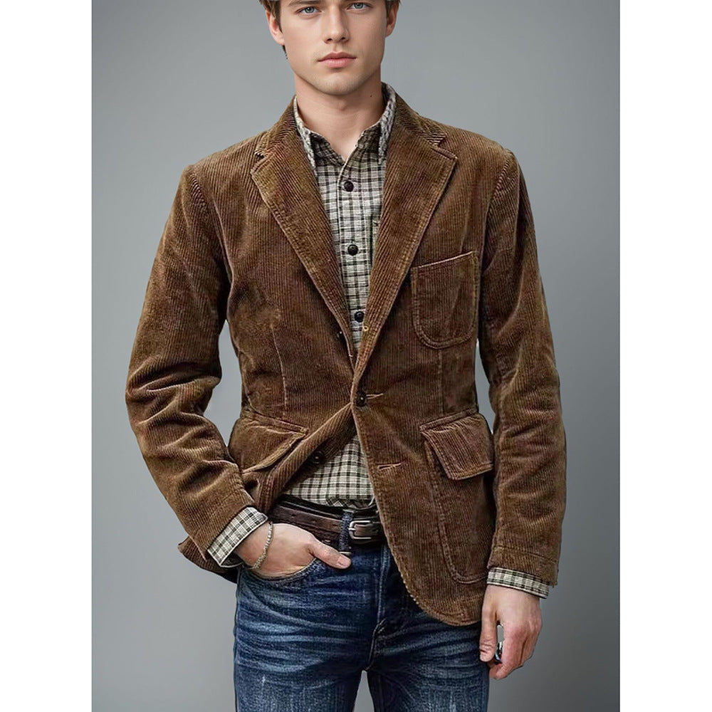Herren modischer Cordblazer mit mehreren Taschen und eleganter Passform Echoarchiv