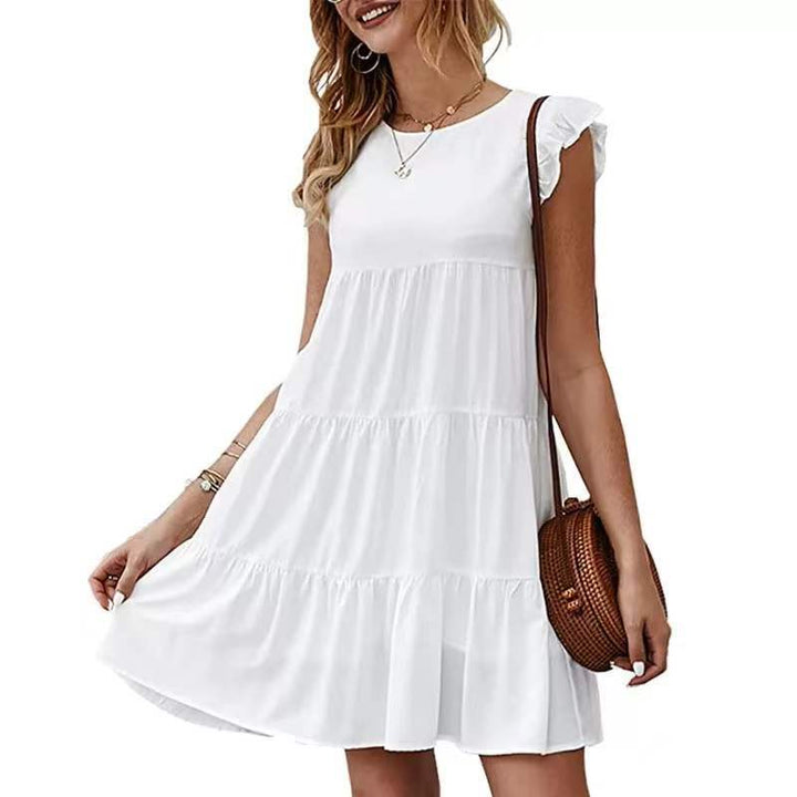 Damen Stufen-Kleid mit Rüschenärmeln und lockerem A‑Linien-Schnitt – Lunéa