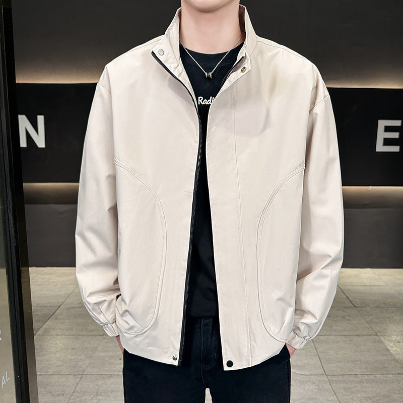 Herren Leichte City-Outdoorjacke mit verdecktem Reißverschluss, Stehkragen und elastischen Bündchen Echoarchiv
