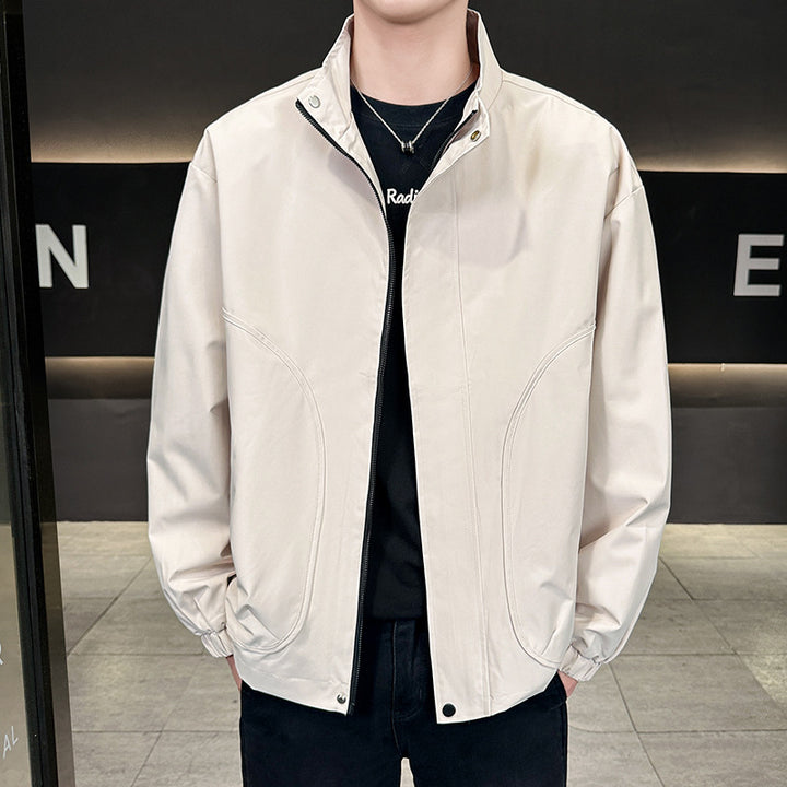Herren Leichte City-Outdoorjacke mit verdecktem Reißverschluss, Stehkragen und elastischen Bündchen Echoarchiv