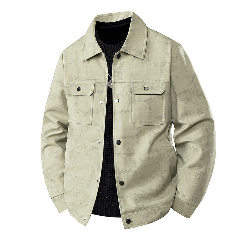Herren Leichte Overshirt-Jacke mit dezenter Reptilprägung und Druckknopfverschluss Echo Archiv
