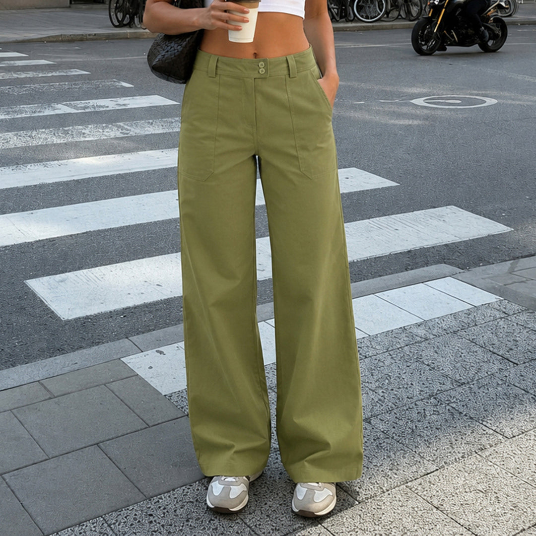 Damen Hochtaillierte Palazzohose im Utility‑Stil mit weitem Bein Echo Archiv