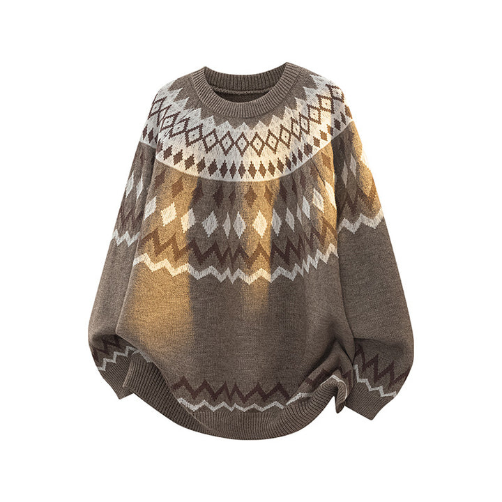 Damen Grobstrickpullover mit grafischem Muster Echoarchiv