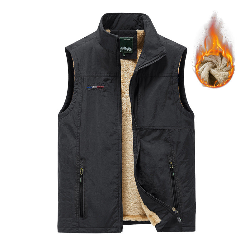 Herren Windabweisende Canvas‑Weste mit Teddyfleece‑Innenfutter und Stehkragen Echo Archiv