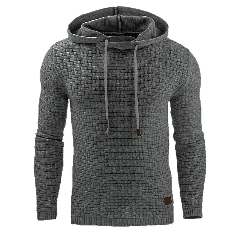 Herren Strickpullover mit strukturierter Oberfläche und integrierter Kapuze Echoarchiv