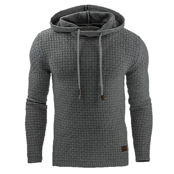 Herren Strickpullover mit strukturierter Oberfläche und integrierter Kapuze Echoarchiv