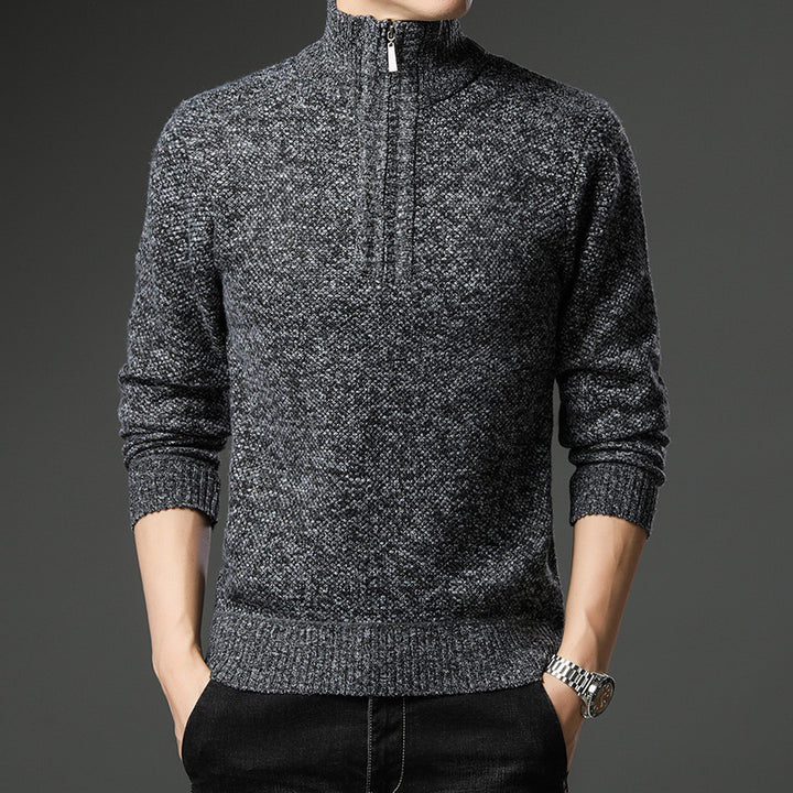 Herren modischer Pullover mit halb hochschließendem Reißverschluss und strukturiertem Design Echoarchiv
