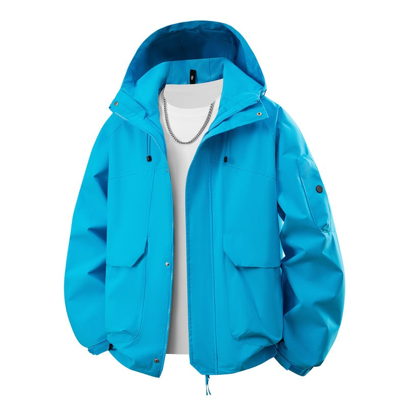 Herren wasserdichte Kapuzenjacke für den Außenbereich mit winddichter Membran, verstellbarem Saum und multifunktionalen Taschen – Cavarno