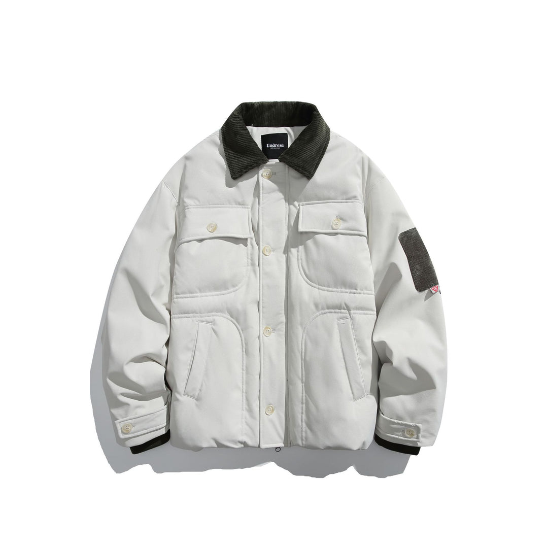 Herren Isolierte Fieldjacke im Workwear-Stil mit Cordkragen, Ellenbogen-Patches und aufgesetzten Taschen Echoarchiv