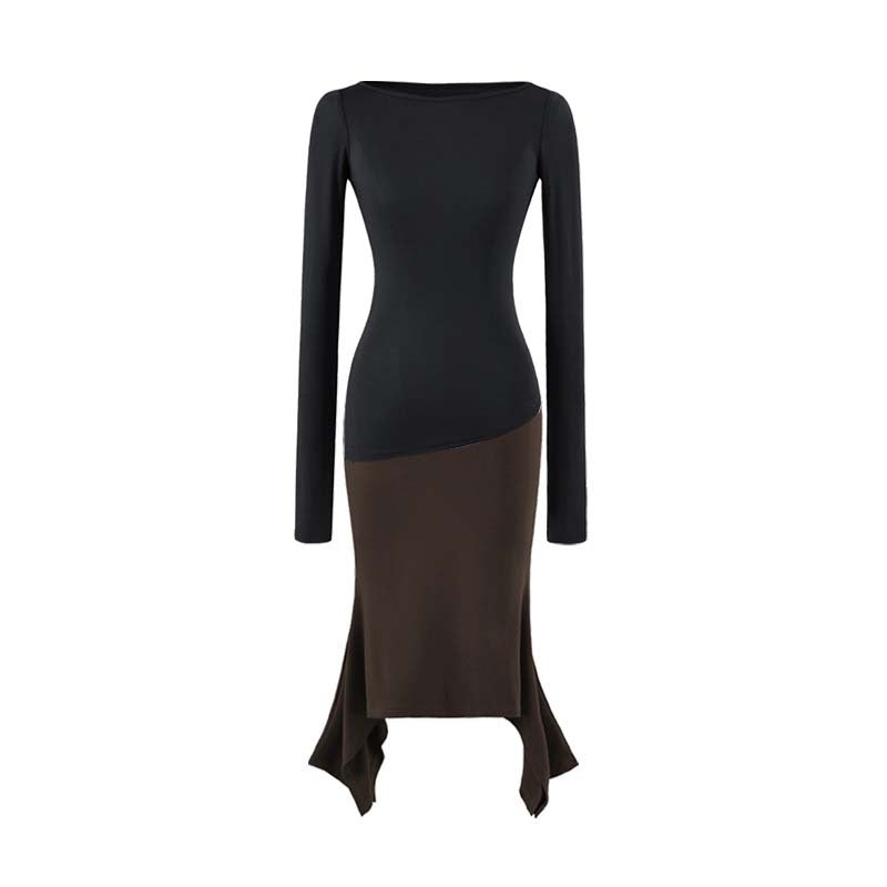 Damen Figurbetontes Midikleid mit asymmetrischem Zipfelsaum und Paneel-Design Echoarchiv