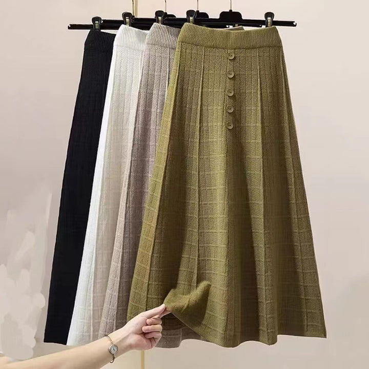 Damen Eleganter Maxirock mit Knopfdetails und strukturiertem Design Echo Archiv
