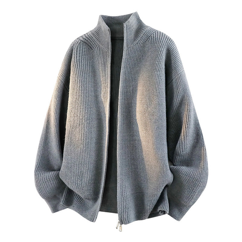 Damen Oversized Strickjacke mit hohem Kragen und Reißverschluss Echoarchiv