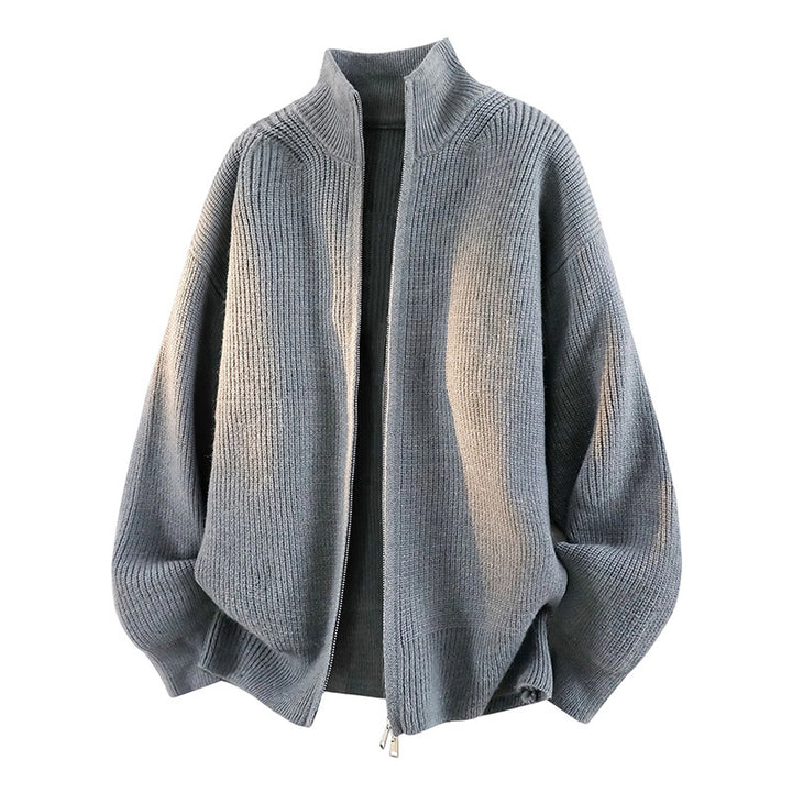 Damen Oversized Strickjacke mit hohem Kragen und Reißverschluss Echoarchiv