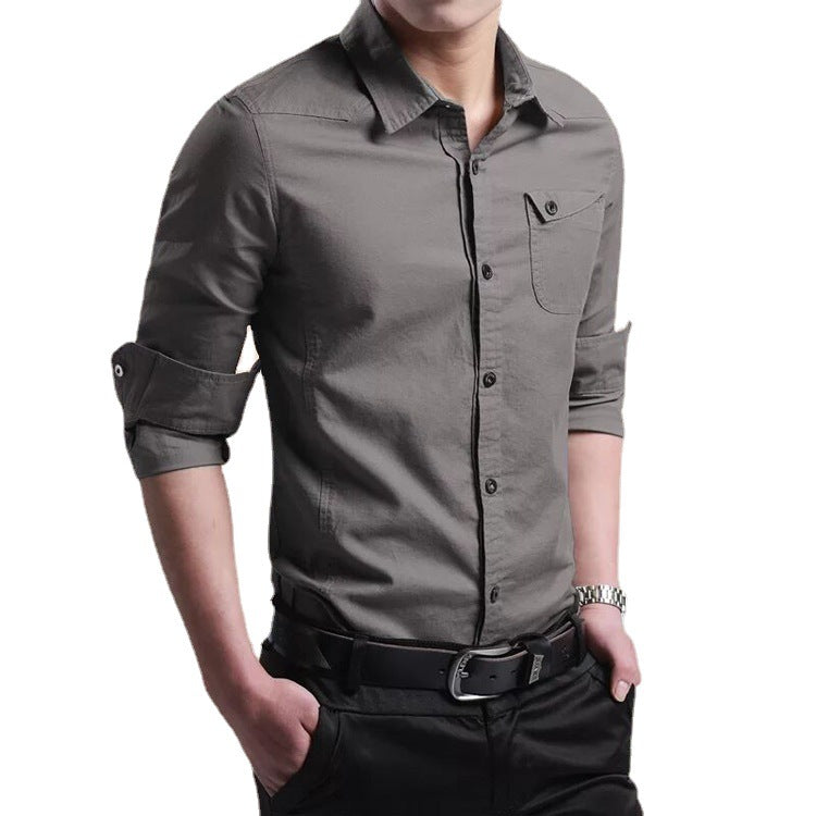 Herren Slim-Fit Baumwollhemd mit Kentkragen und Brusttasche Echo Archiv