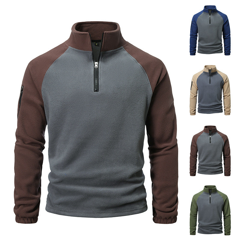Herren Fleecepullover mit halbem Reißverschluss und praktischer Seitentasche Echoarchiv