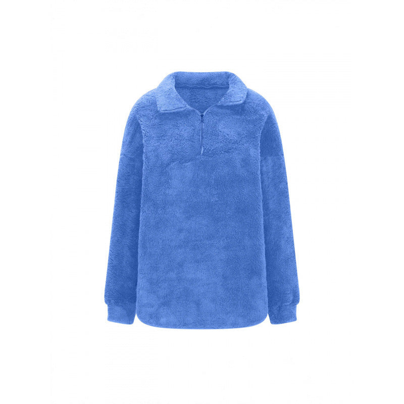 Damen Flauschiger Oversize-Sherpa-Pullover mit Halbzip und Kängurutaschen Echo Archiv