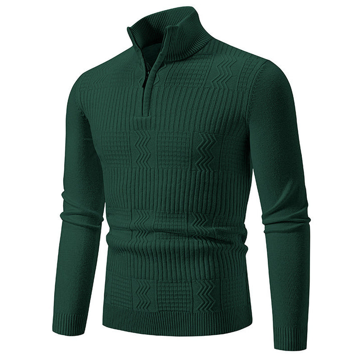 Herren Strickpullover mit modernem Stehkragen und strukturiertem Design Echoarchiv