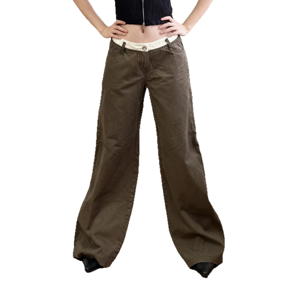 Damen nan Highwaist-Culottehose mit weitem Bein und kontrastierendem Bunddetail Echo Archiv