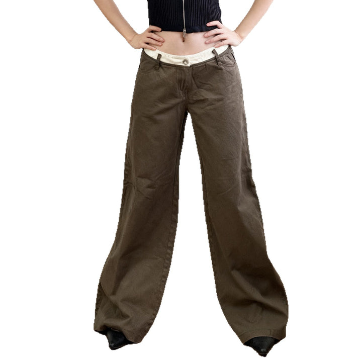Damen nan Highwaist-Culottehose mit weitem Bein und kontrastierendem Bunddetail Echo Archiv